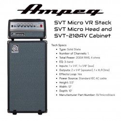 Ampeg Micro-VR Bass Amp Head and SVT210AV Bass Speaker Cabinet Stack