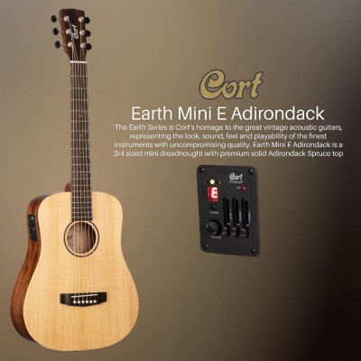 กีตาร์โปร่งไฟฟ้า Cort Earth Mini E Adirondack with Bag