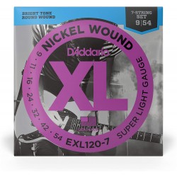 D’Addario EXL120-7 Nickel Wound Super Light 7 String 009-054