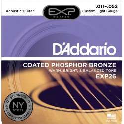 สายกีตาร์โปร่ง D’Addario EXP26 Coated Phosphor Bronze Custom Light 011-052