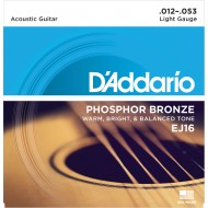 สายกีตาร์โปร่ง D’Addario EJ16 Phosphor Bronze Light 012-053