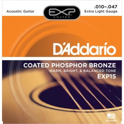 สายกีตาร์โปร่ง D’Addario EXP15 Coated Phosphor Bronze Extra Light 010-047