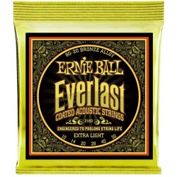 สายกีตาร์โปร่ง Ernie Ball Everlast Coated 80/20 Bronze Extra Light 010-050