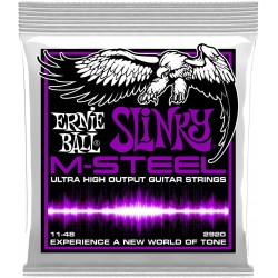 ERNIE BALL POWER SLINKY M-STEEL ELECTRIC GUITAR STRINGS 11-48