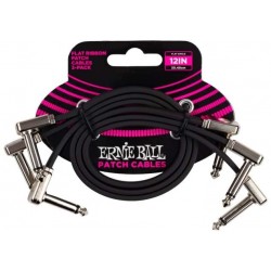 Ernie Ball FLAT RIBBON PATCH CABLE 12″ BLACK Pack 3