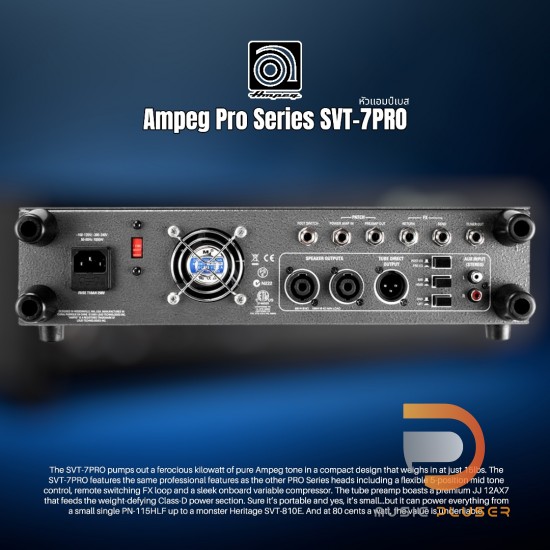 Ampeg SVT-7Pro 1000-watt Tube Preamp Bass Head