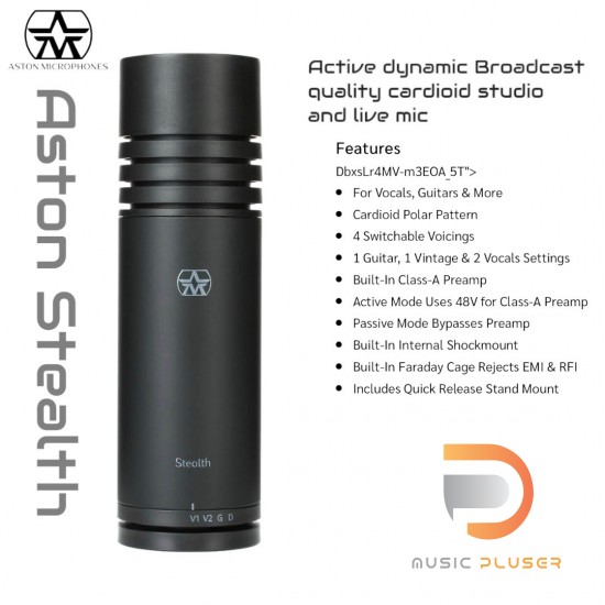 Aston Stealth Active dynamic Broadcast quality cardioid studio and live microphone Aston Stealth Active dynamic Broadcast quality cardioid studio and live microphone