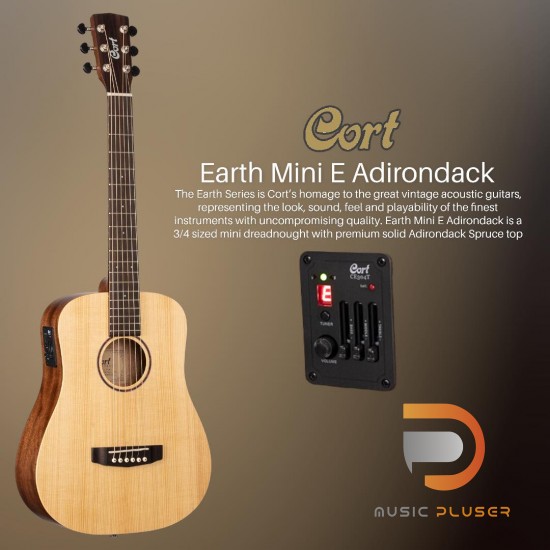 กีตาร์โปร่งไฟฟ้า Cort Earth Mini E Adirondack with Bag