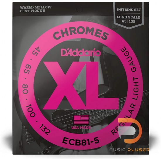 D’Addario ECB81-5 Chromes Flat 5 String Bass 045 065 080 100 132 D’Addario ECB81-5 Chromes Flat 5 String Bass 045 065 080 100 132