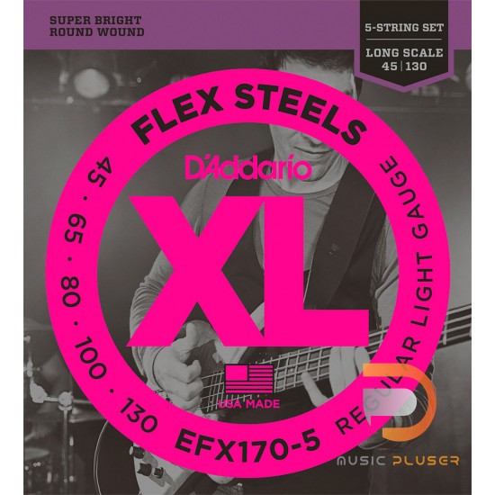 D’Addario EFX170-5 FlexSteels 5 String Bass 045 065 080 100 130 D’Addario EFX170-5 FlexSteels 5 String Bass 045 065 080 100 130