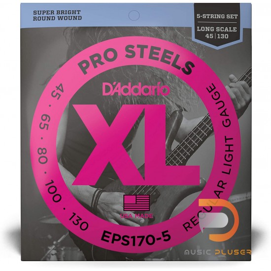 D’Addario EPS170-5 ProSteels 5 String Bass 045 065 080 100 130 D’Addario EPS170-5 ProSteels 5 String Bass 045 065 080 100 130
