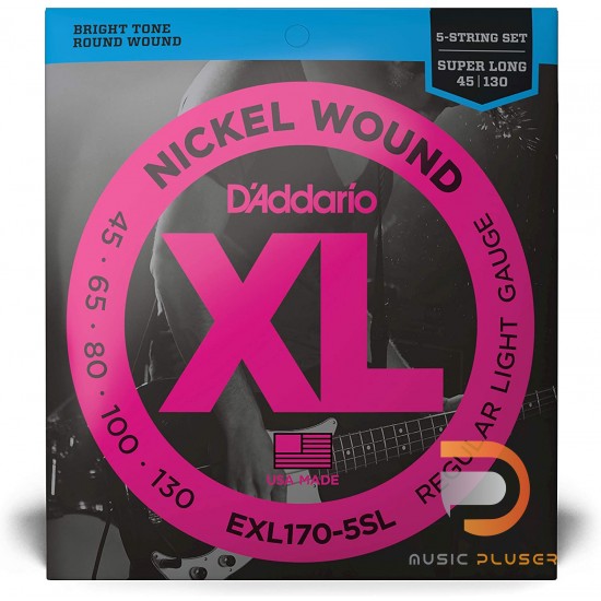 D’Addario EPS170-5SL ProSteels 5 String Bass 045 065 080 100 130