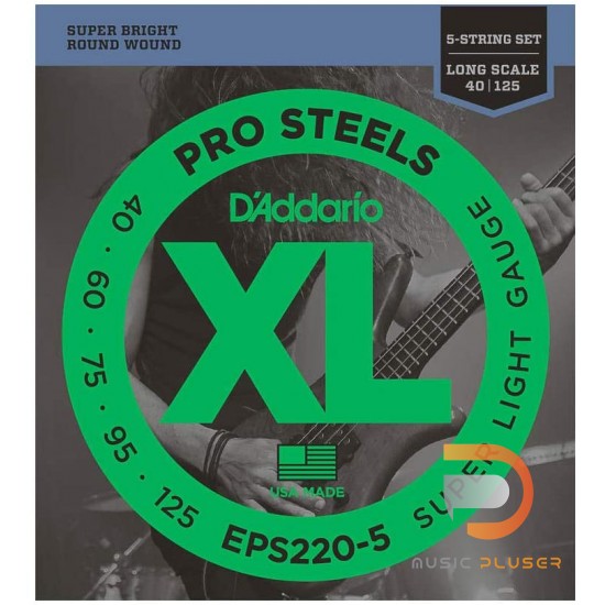D’Addario EPS220-5 ProSteels 5 String Bass 040 060 075 095 125 D’Addario EPS220-5 ProSteels 5 String Bass 040 060 075 095 125