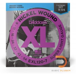 D’Addario EXL120-7 Nickel Wound Super Light 7 String 009-054