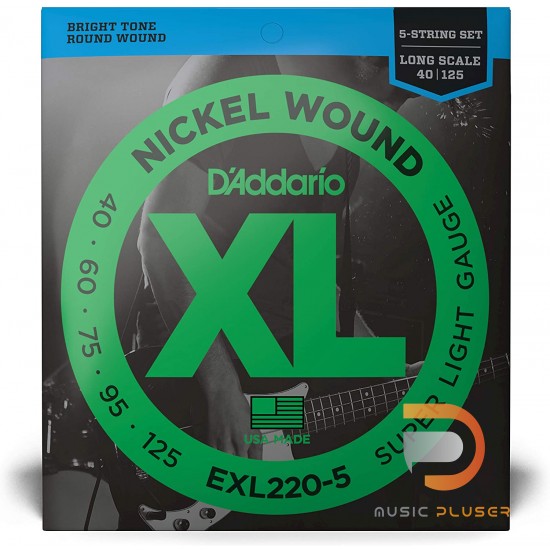 D’Addario EXL220-5 Nickel Wound 5 String Bass 040 060 075 095 125 D’Addario EXL220-5 Nickel Wound 5 String Bass 040 060 075 095 125