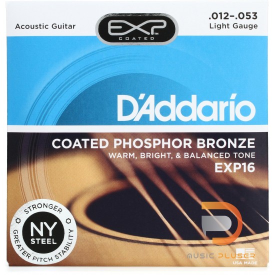 สายกีตาร์โปร่ง D’Addario EXP16 Coated Phosphor Bronze Light 012-053