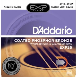 สายกีตาร์โปร่ง D’Addario EXP26 Coated Phosphor Bronze Custom Light 011-052
