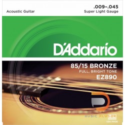 สายกีตาร์โปร่ง D’Addario EZ890 American Bronze 85/15 Super Light 009-045