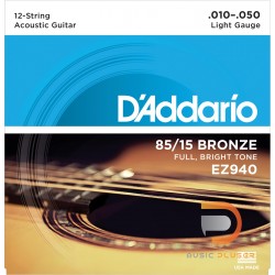 สายกีตาร์โปร่ง D’Addario EZ940 American Bronze 85/15 12 String Light 010-050