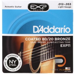 สายกีตาร์โปร่ง D’Addario EXP11 Coated 80/20 Bronze Light 012-053