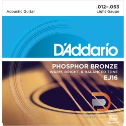 สายกีตาร์โปร่ง D’Addario EJ16 Phosphor Bronze Light 012-053