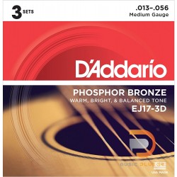 สายกีตาร์โปร่ง D’Addario EJ17-3D Phosphor Bronze Medium 013-056