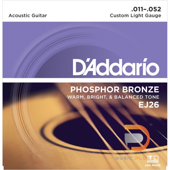 สายกีตาร์โปร่ง D’Addario EJ26 Phosphor Bronze Custom Light 011-052