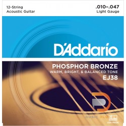 สายกีตาร์โปร่ง D’Addario EJ36 80/20 12 String Light 010-047