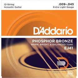 สายกีตาร์โปร่ง D’Addario EJ41 Phosphor Bronze 12-String/Extra Light 009-045