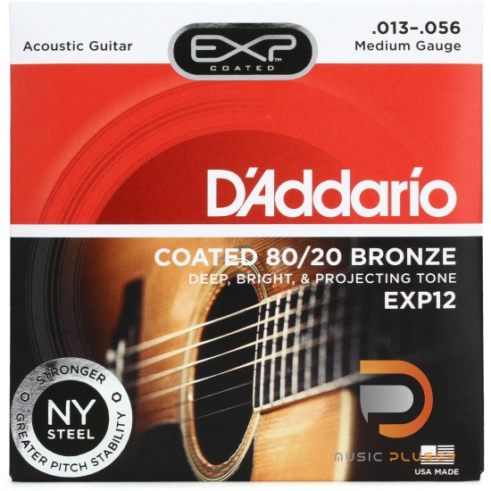 สายกีตาร์โปร่ง D’Addario EXP12 Coated 80/20 Bronze Medium 013-056 สายกีตาร์โปร่ง D’Addario EXP12 Coated 80/20 Bronze Medium 013-056