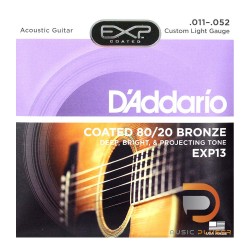 สายกีตาร์โปร่ง D’Addario EXP13 Coated 80/20 Bronze Custom Light 011-052