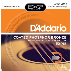 สายกีตาร์โปร่ง D’Addario EXP15 Coated Phosphor Bronze Extra Light 010-047