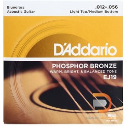 สายกีตาร์โปร่ง D’Addario EJ19 Phosphor Bronze Bluegrass : Light Top 012-056