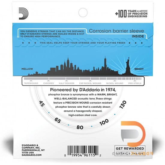 D’Addario EPBB170-5 Phosphor Bronze Acoustic 5 String Bass 045 065 080 100 130 D’Addario EPBB170-5 Phosphor Bronze Acoustic 5 String Bass 045 065 080 100 130