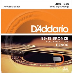 สายกีตาร์โปร่ง D’Addario EZ900 American Bronze 85/15 Extra Light 010-050
