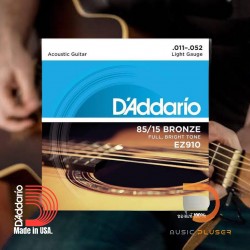 สายกีตาร์โปร่ง D’Addario EZ910 American Bronze 85/15 Light 011-052