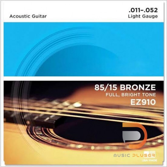สายกีตาร์โปร่ง D’Addario EZ910 American Bronze 85/15 Light 011-052