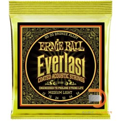 สายกีตาร์โปร่ง Ernie Ball Everlast Coated 80/20 Bronze Medium Light 012-054