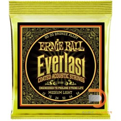 สายกีตาร์โปร่ง Ernie Ball Everlast Coated 80/20 Bronze Medium Light 012-054