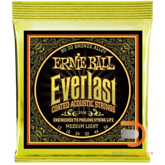 สายกีตาร์โปร่ง Ernie Ball Everlast Coated 80/20 Bronze Medium Light 012-054