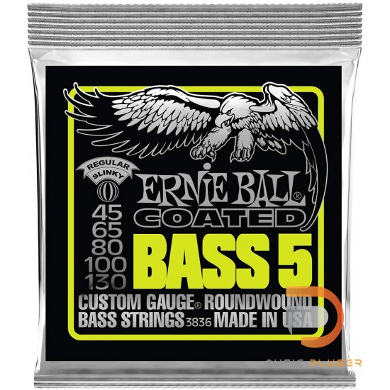 ERNIE BALL BASS 5 SLINKY COATED ELECTRIC BASS STRINGS 45-130