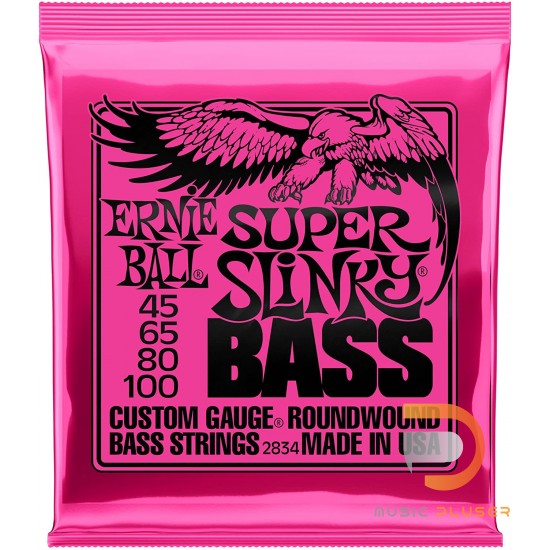 ERNIE BALL SUPER SLINKY NICKEL WOUND ELECTRIC BASS STRINGS 45-100