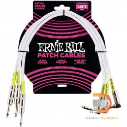 Ernie Ball 1.5FT (0.46m) Straight Angle Patch Cable 3 Pack – White