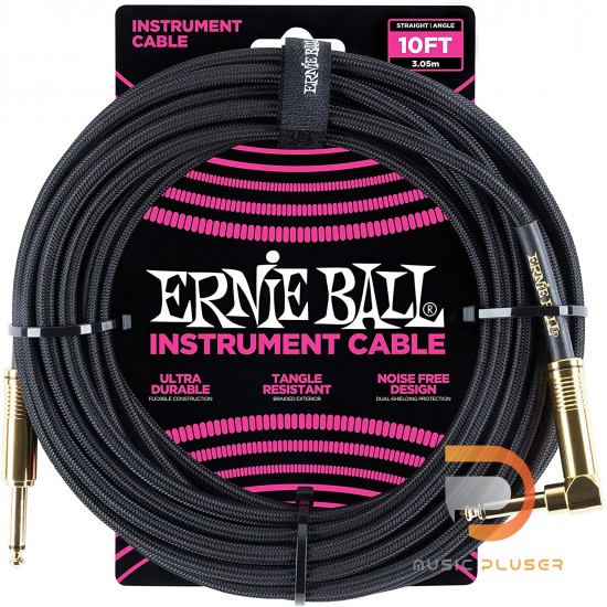 Ernie Ball 10 FEET BRAIDED S/A INST CABLE BLACK