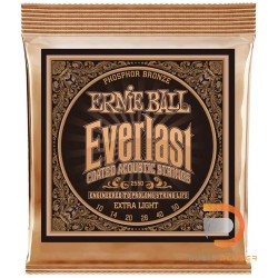 สายกีตาร์โปร่ง Ernie Ball Everlast Coated Phosphor Bronze Extra Light 010-050