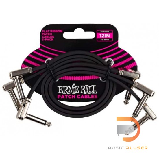 Ernie Ball FLAT RIBBON PATCH CABLE 12″ BLACK Pack 3