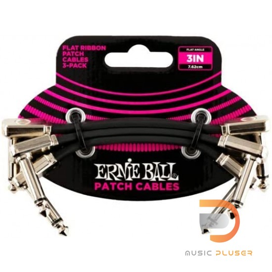 Ernie Ball FLAT RIBBON PATCH CABLE 3″ BLACK Pack 3