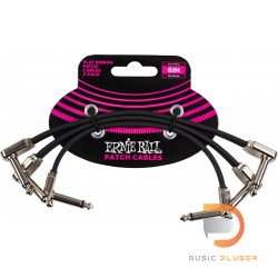 Ernie Ball FLAT RIBBON PATCH CABLE 6″ BLACK Pack 3