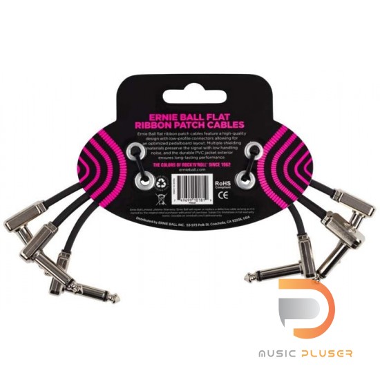 Ernie Ball SINGLE FLAT RIBBON PATCH CABLE 6″ BLACK Ernie Ball SINGLE FLAT RIBBON PATCH CABLE 6″ BLACK