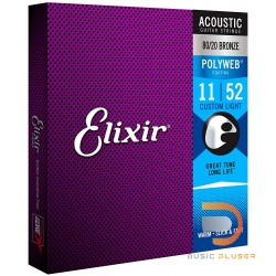 Elixir Acoustic Guitar Strings 8020 Bronze PolyWeb Coating Antirust Custom Light 011 – 052
